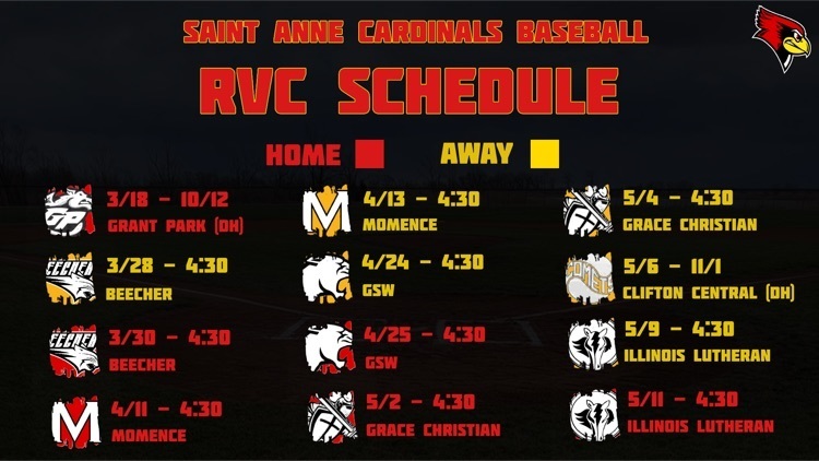 Your 2023 Saint Anne Cardinals Baseball Schedule! #CardinalPride