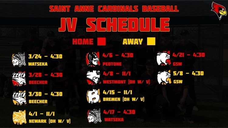 Your 2023 Saint Anne Cardinals Baseball Schedule! #CardinalPride
